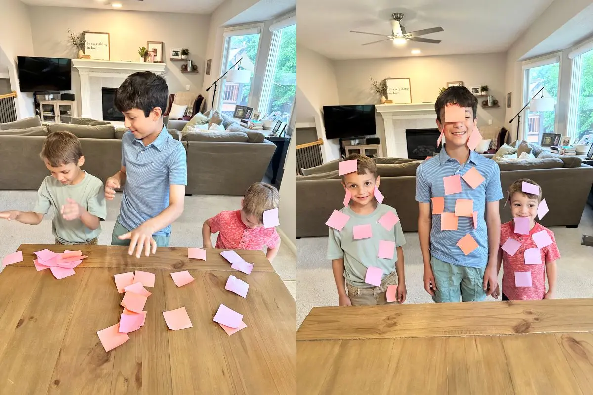 sticky note scramble, first days of school games to play