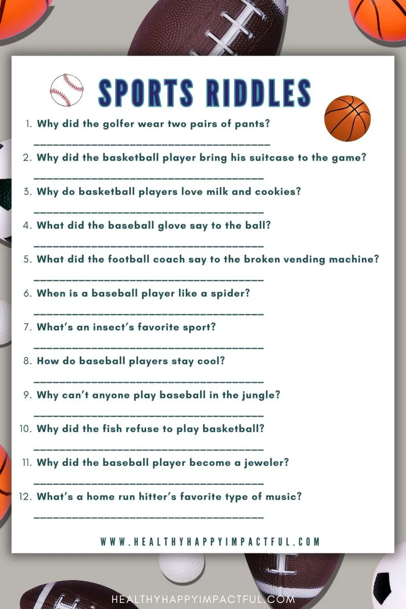sports riddles printable
