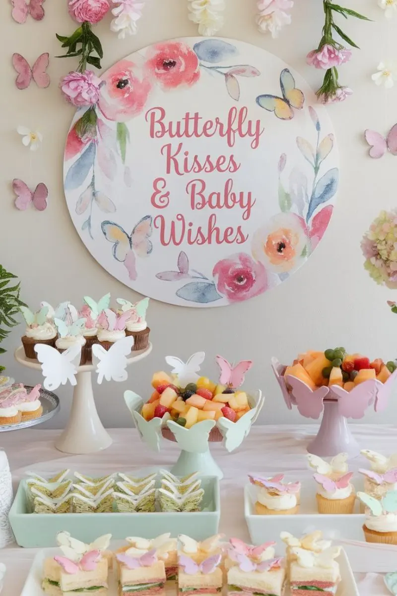 butterfly kisses, themes for a girl baby shower or sprinkle