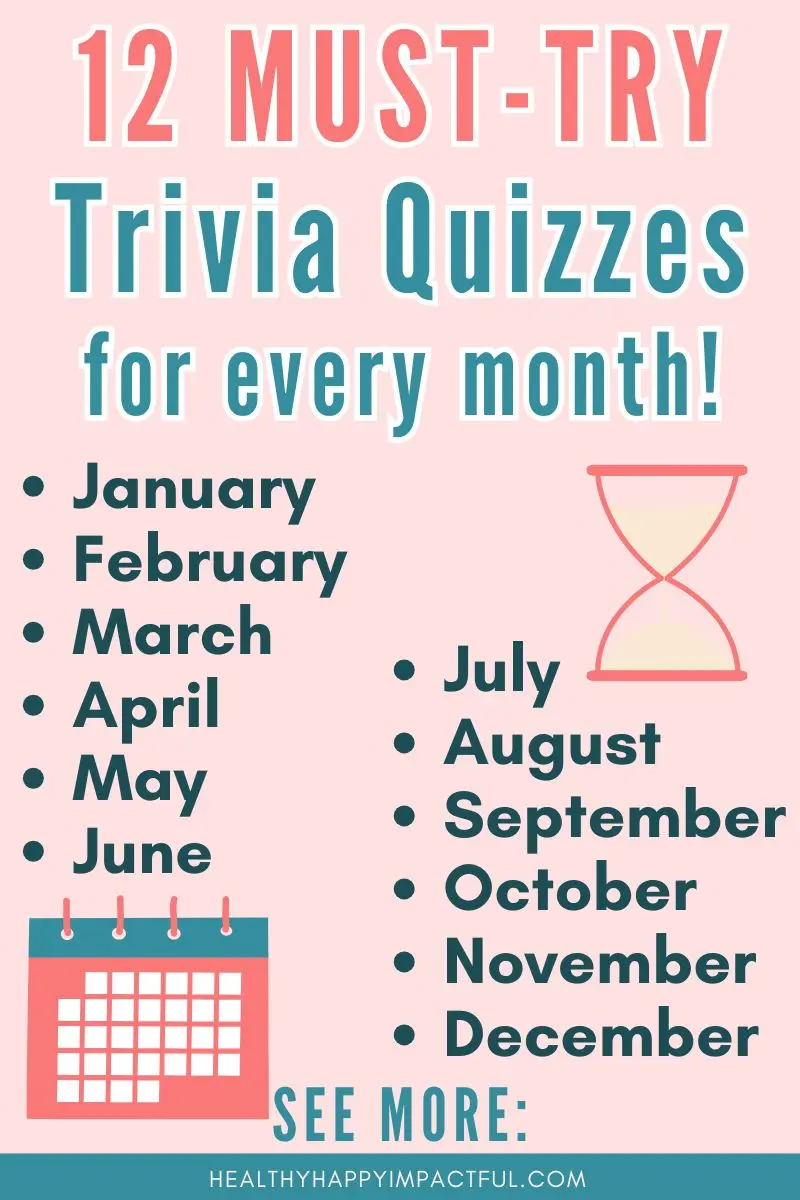 monthly trivia quiz questions and answers, games and fun facts for each month