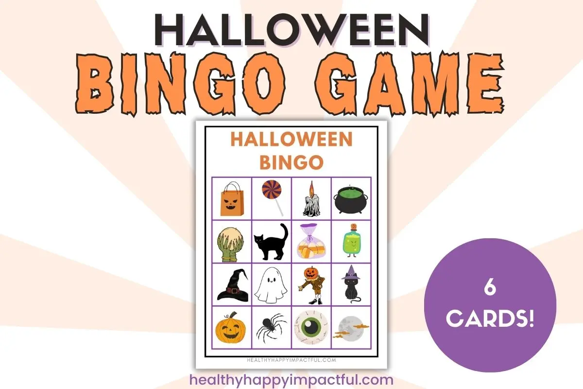 free pintable Halloween bingo game cards for kids and adults, featured image