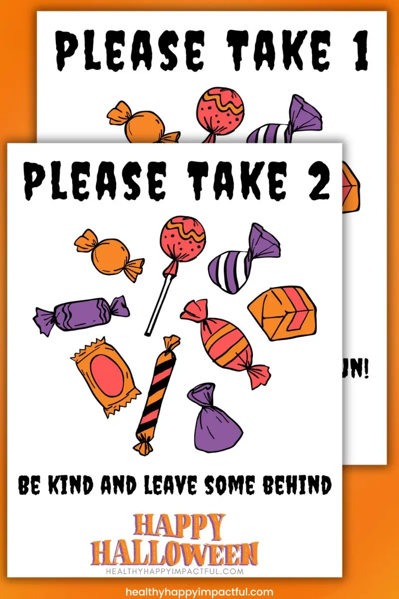 free printable Halloween signs for candy pdf