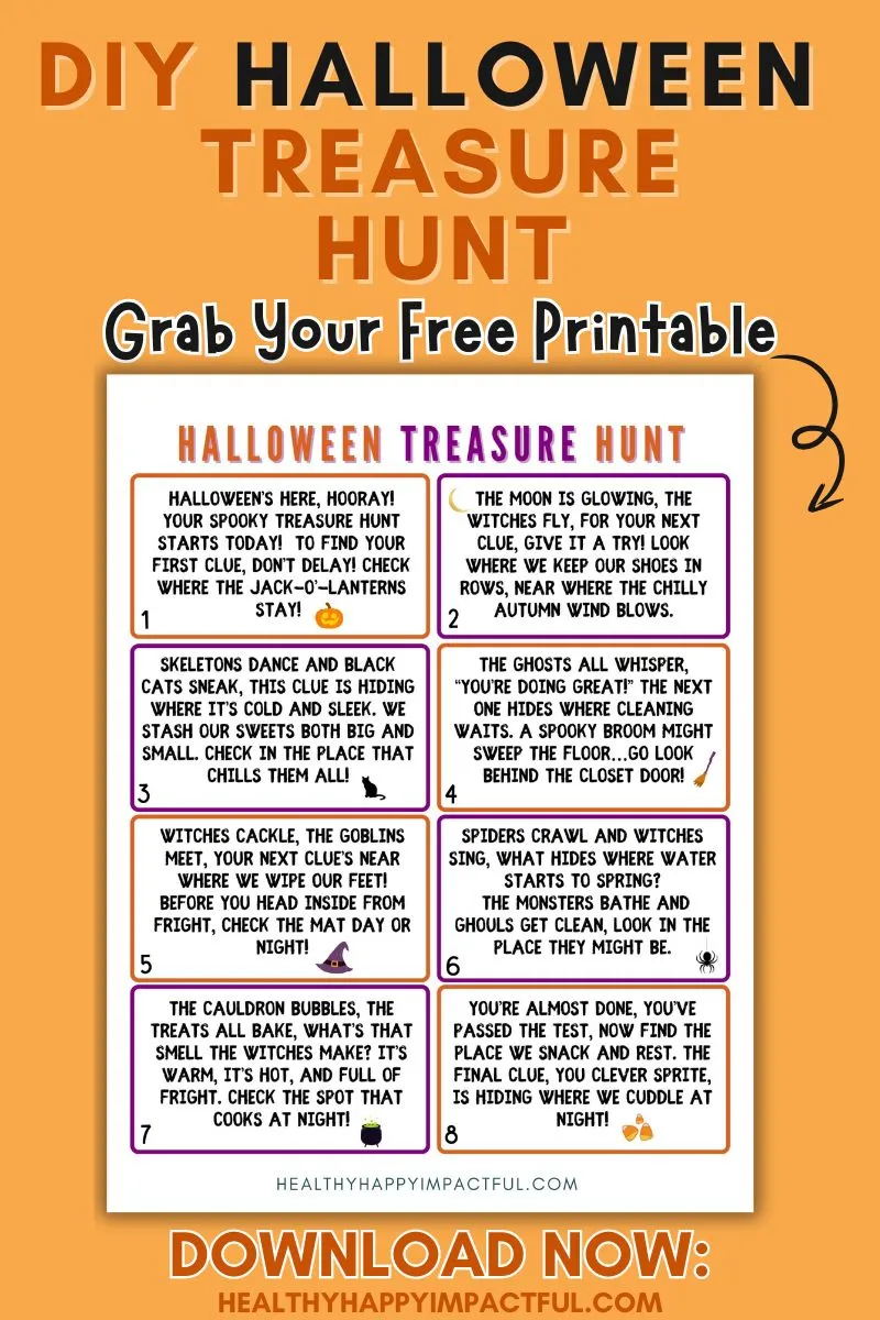 DIY Halloween treasure hunt; scavenger; for kids