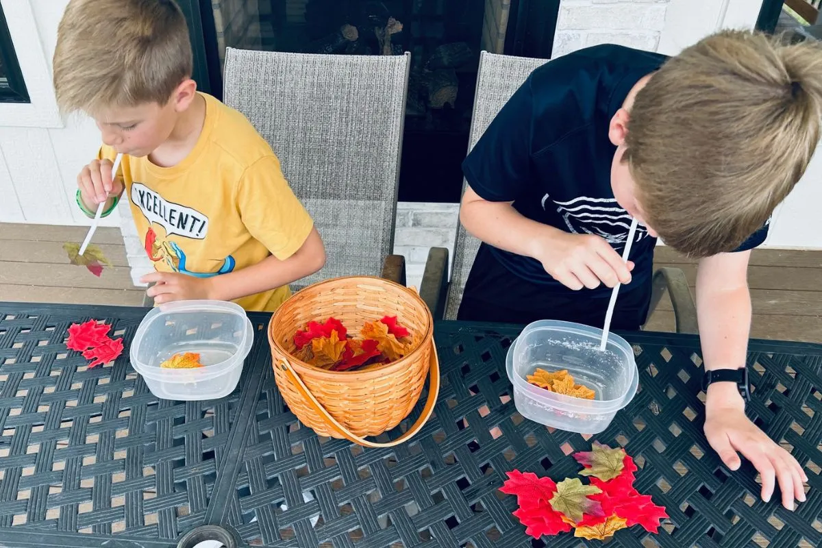 leaf it to me fall minute to win it games for kids with straws