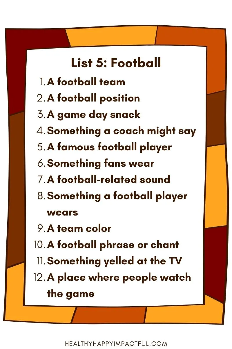 football categories list