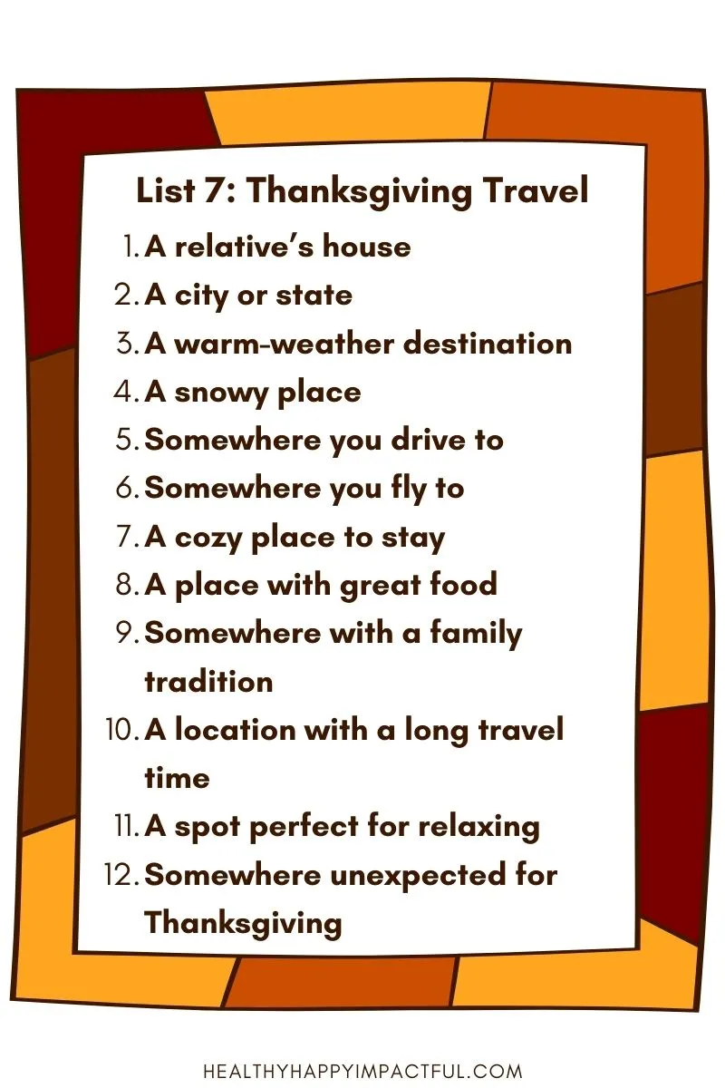 Thanksgiving Scattergories game