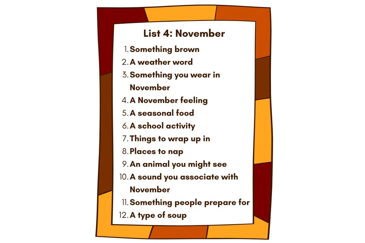 November categories list
