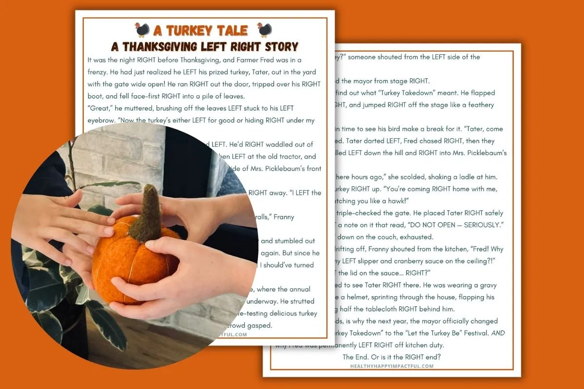 Thanksgiving left right game free printable for kids and adults