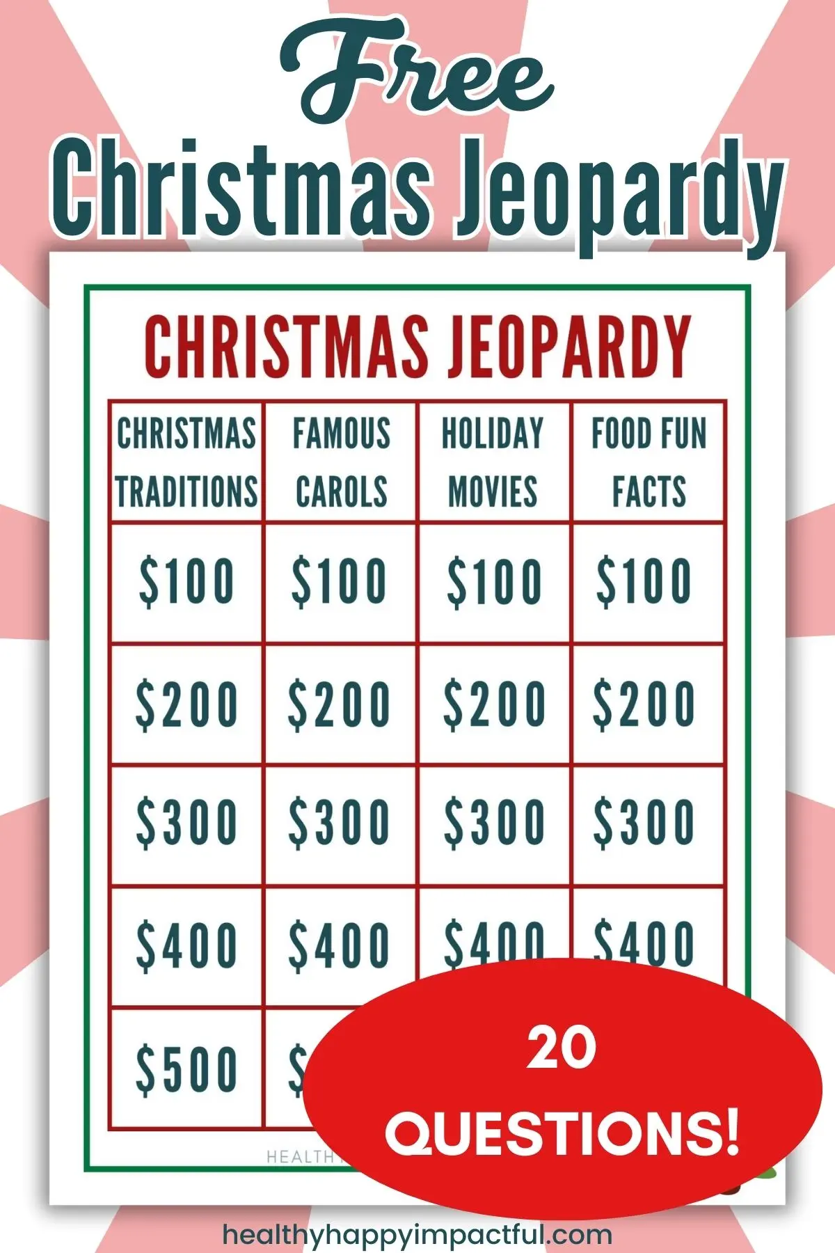 free holiday Christmas jeopardy printable pdfs