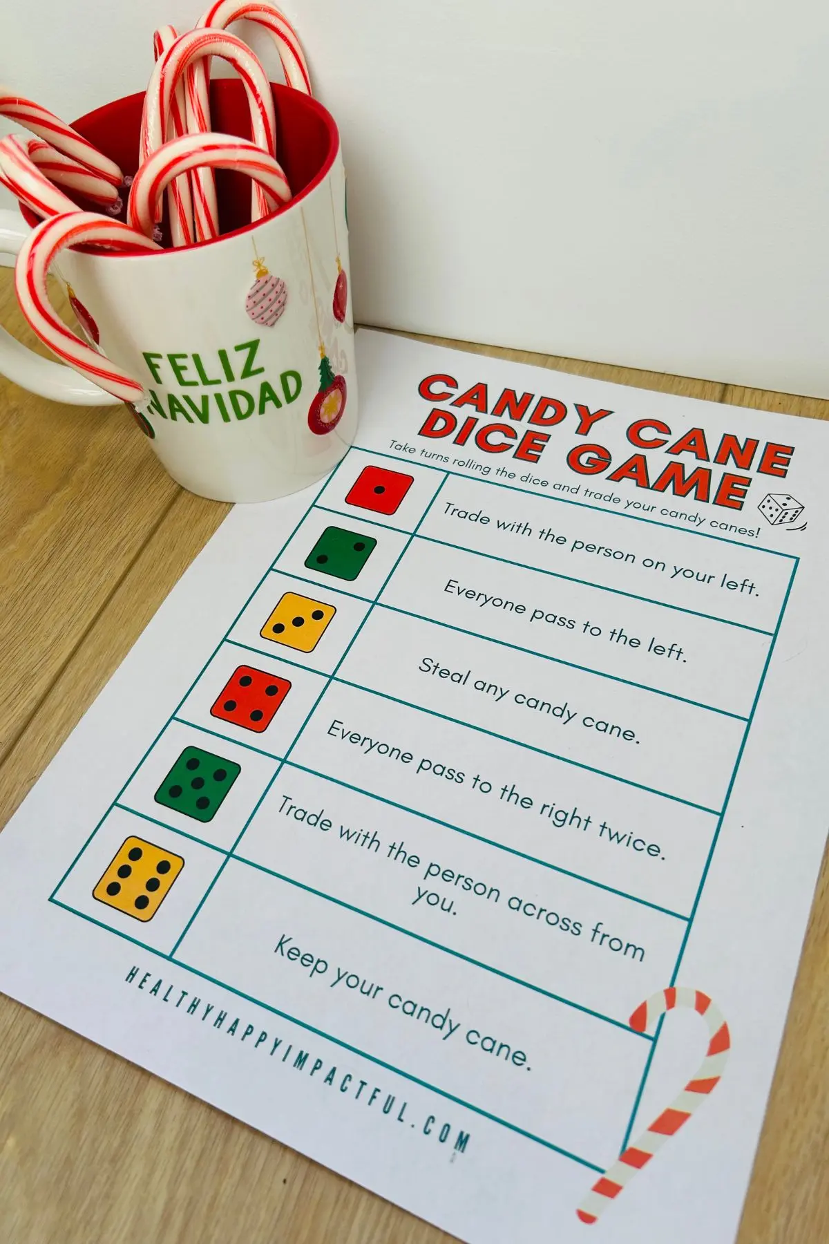 Candy can dice game example for kids, teens, adults