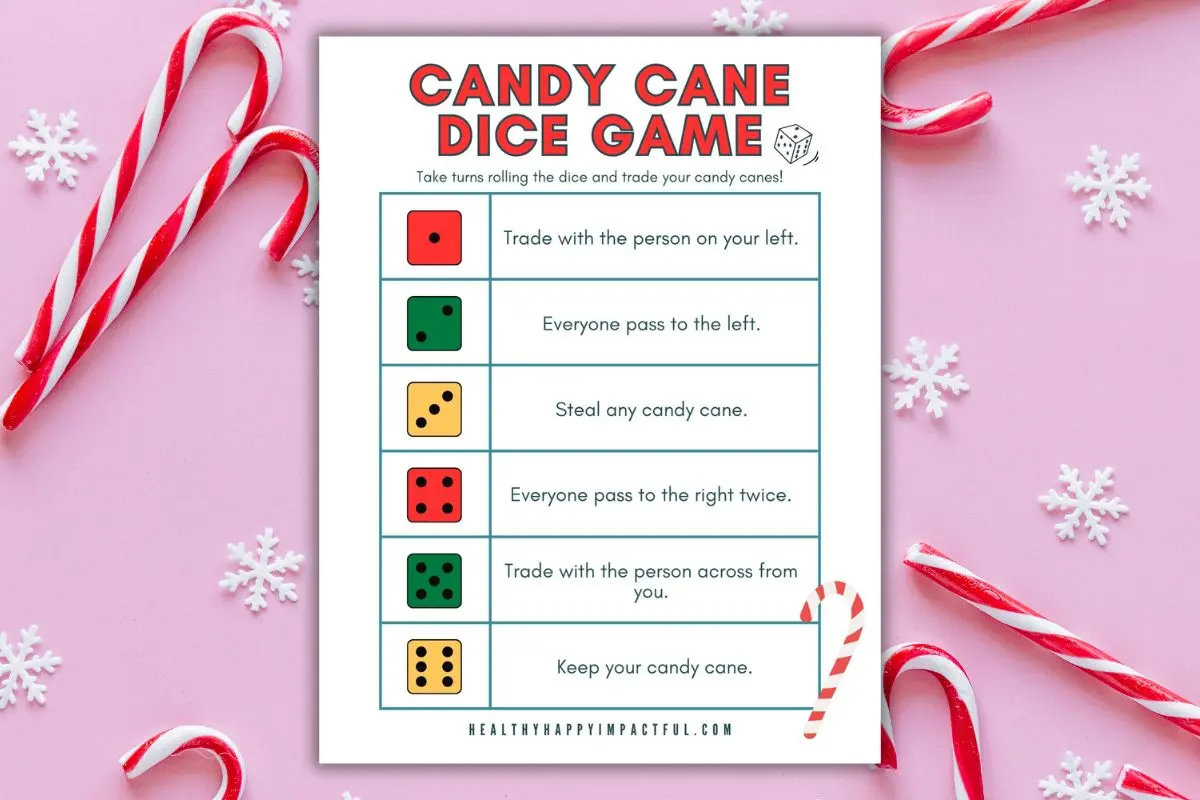 free printable dice game to play at Christmas party