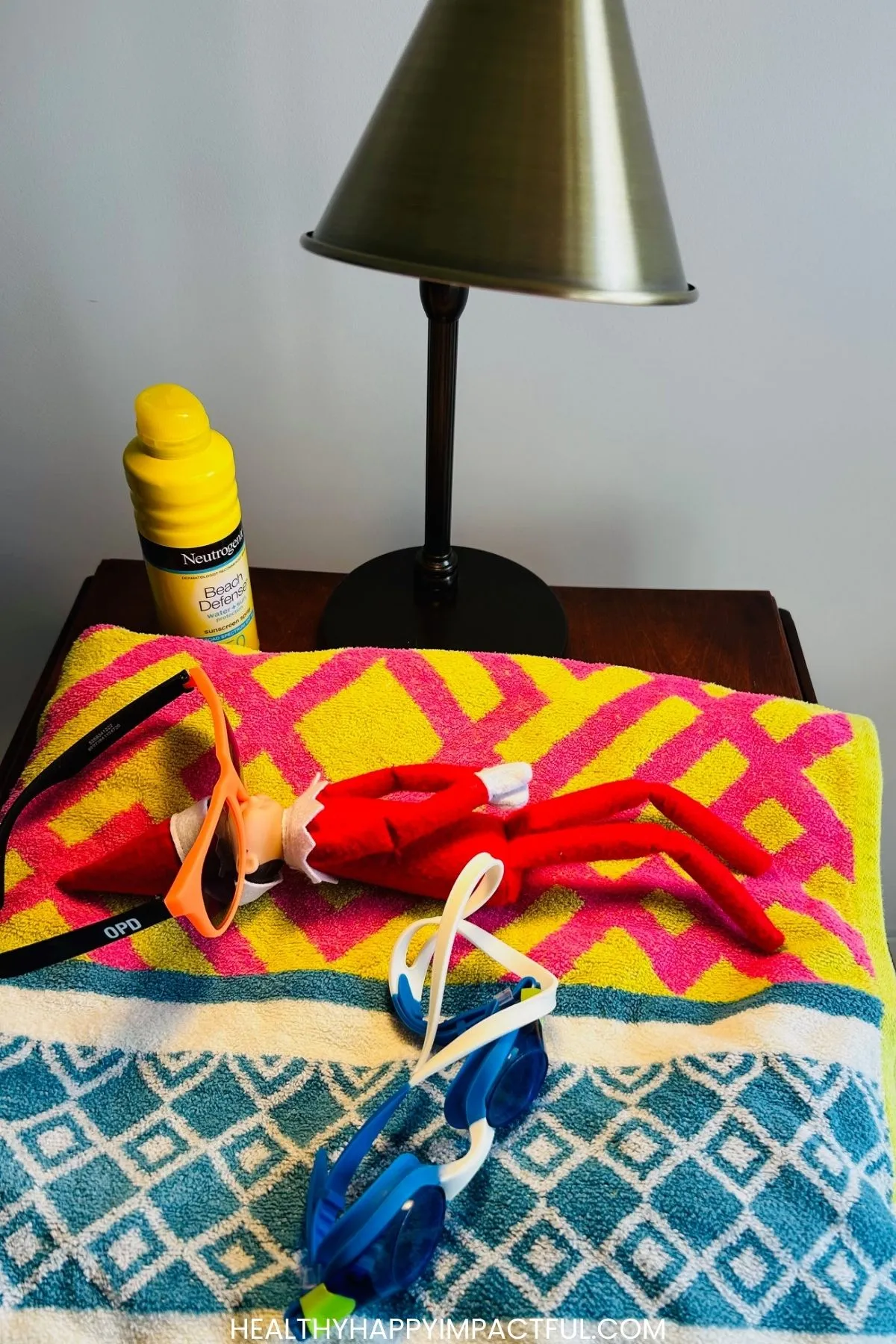 sunbathing elf on the shelf