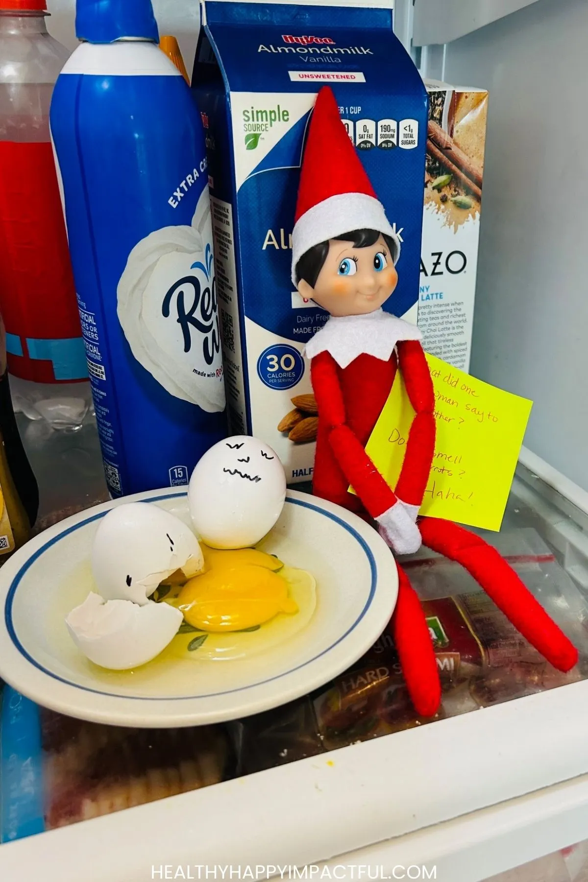 egg crack up with jokes in the fridge