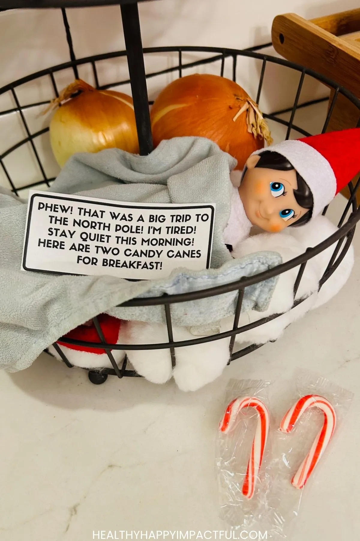 elf on the shelf taking a nap; last minute super easy ideas
