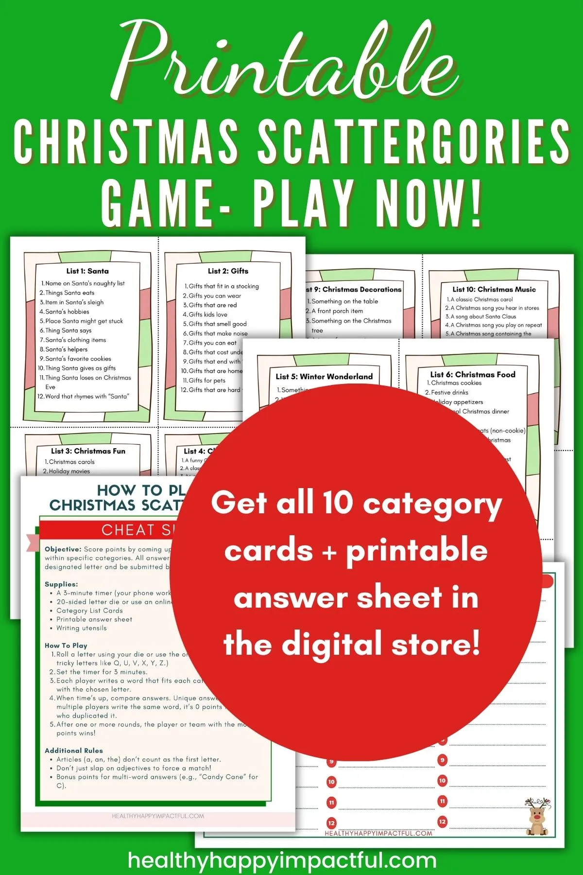 christmas scattergories cards game
