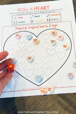 roll a heart dice game and color free printable