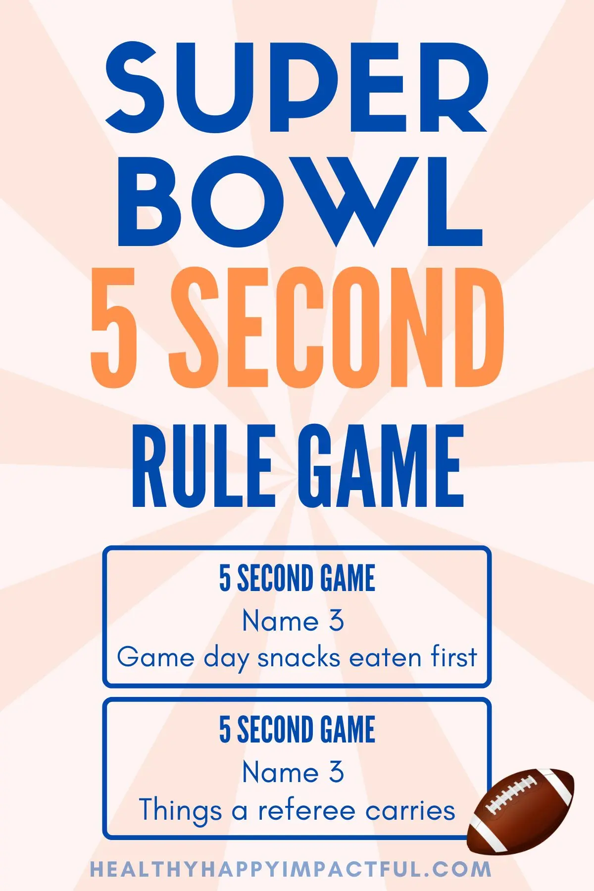 five second game rules, questions, prompts for football