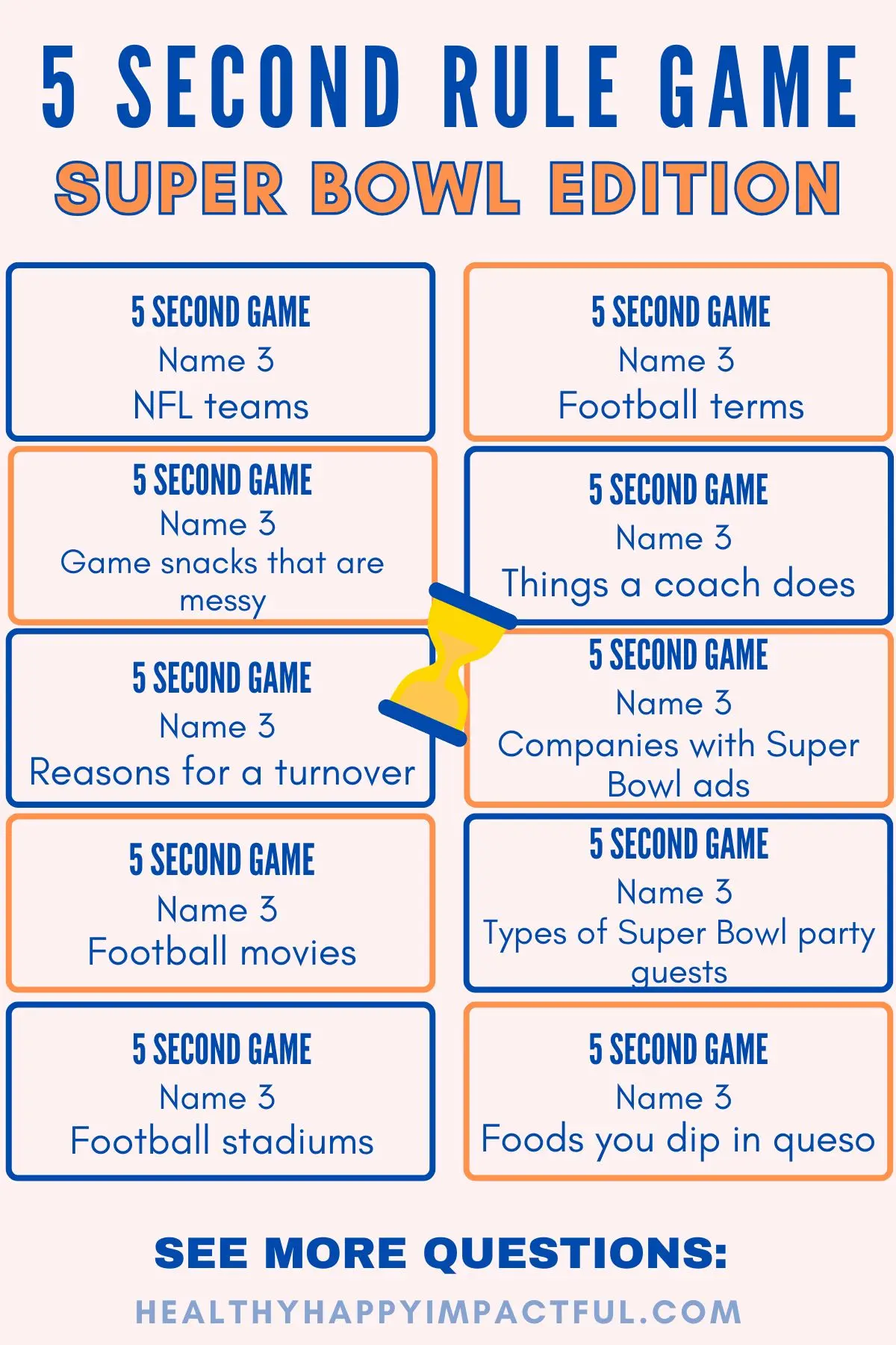 super bowl 5 second rule game for party and game day fun