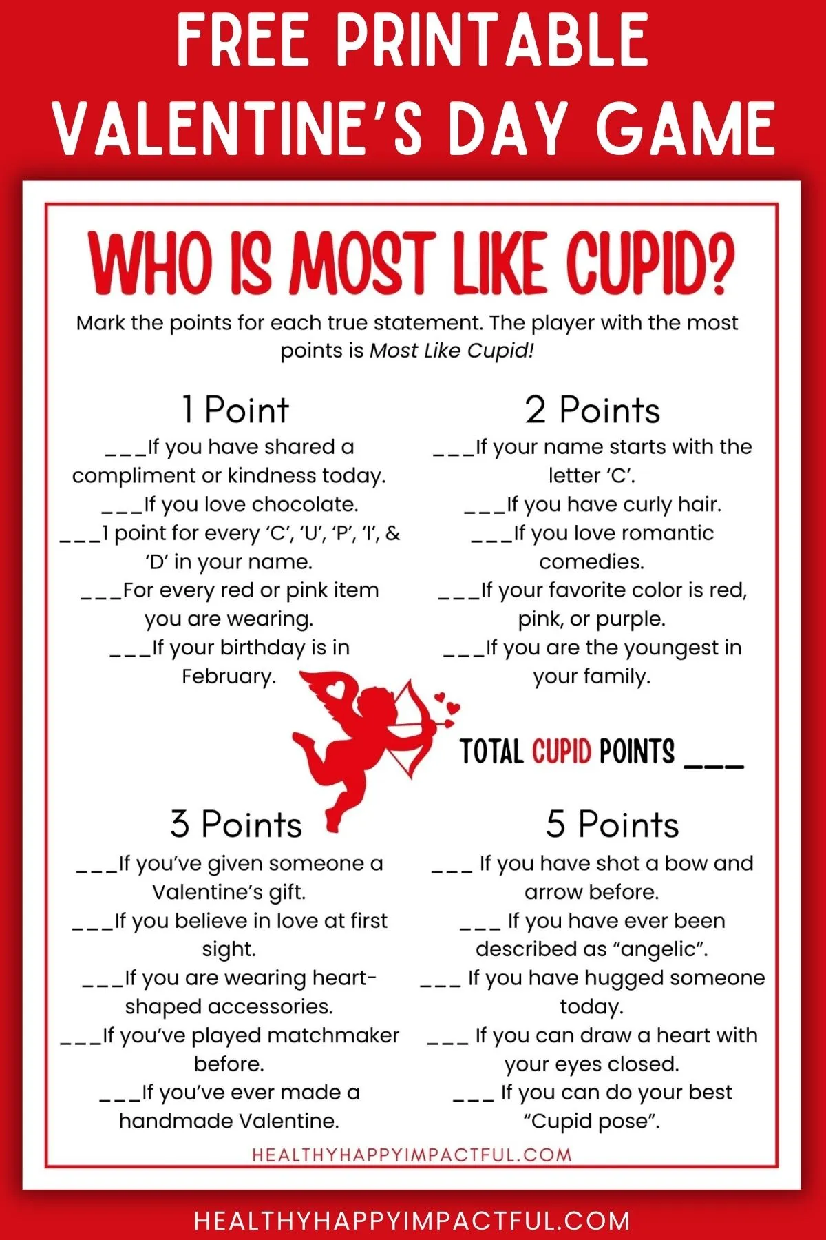 who is most like Cupid free printable