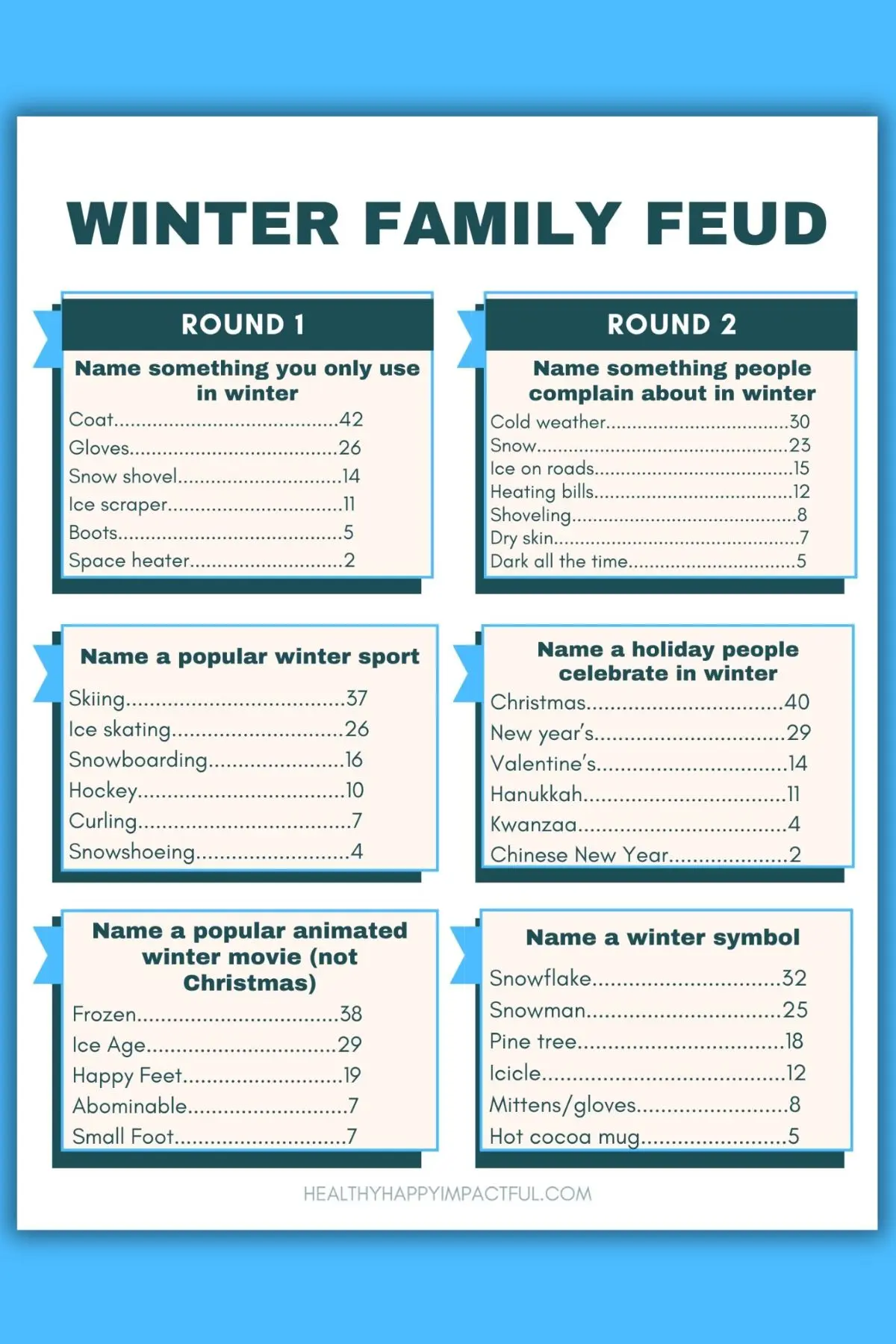 winter family feud printable game example, pdf printable