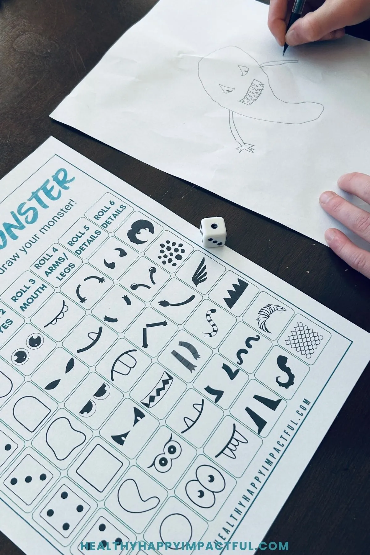 roll the dice and draw a monster game