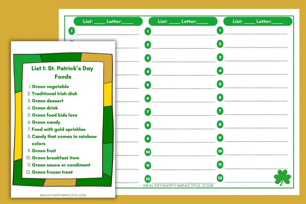 St. Patrick's day scattergories