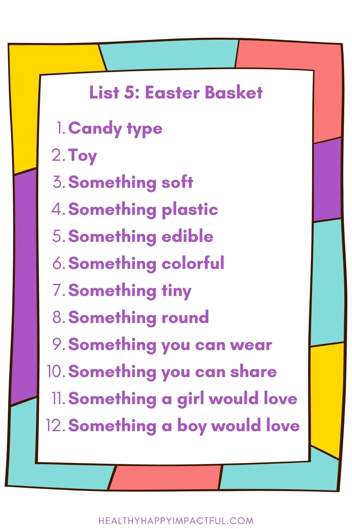 Easter basket scattergories categories list