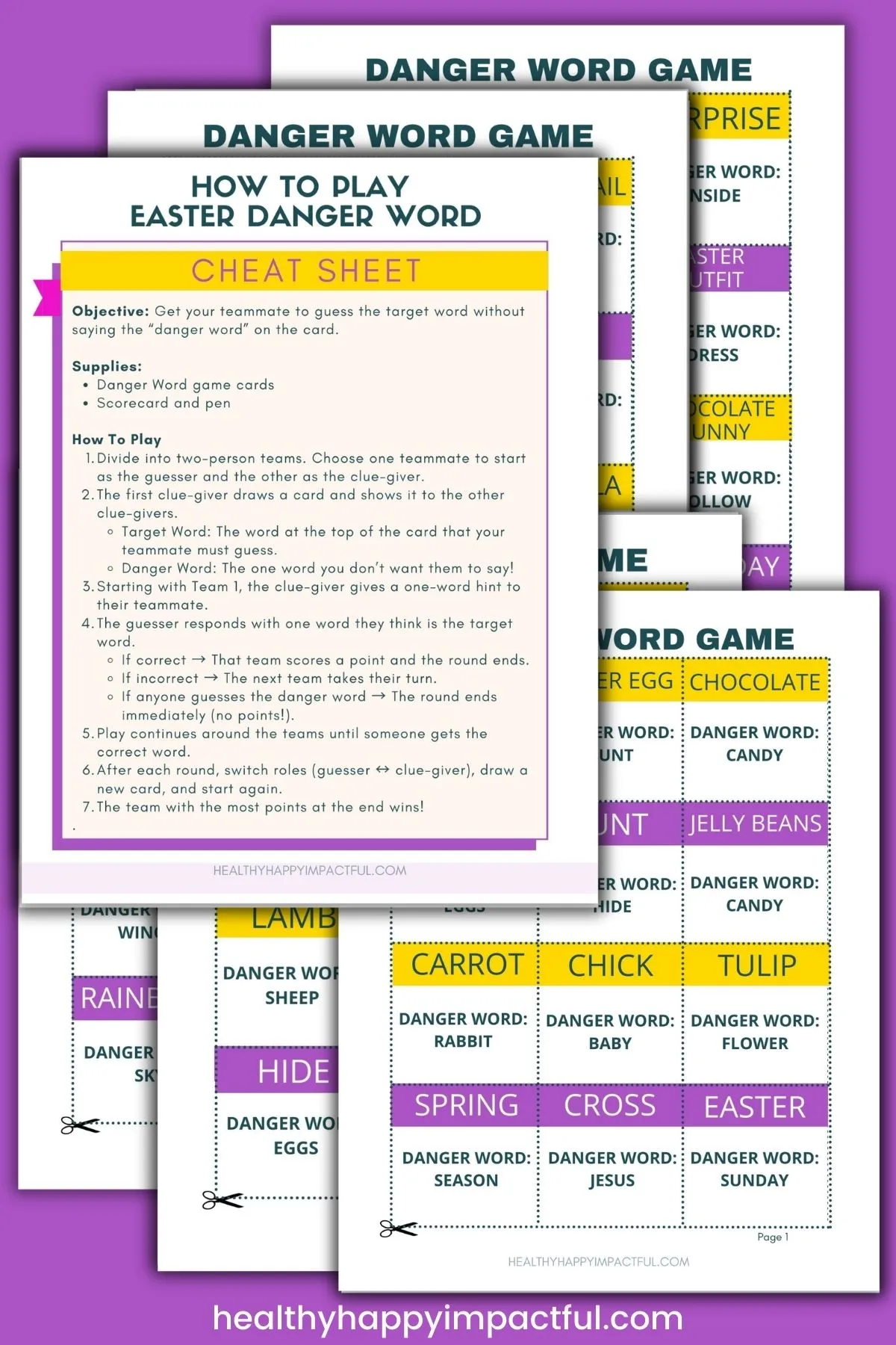 Easter danger word game printable cards