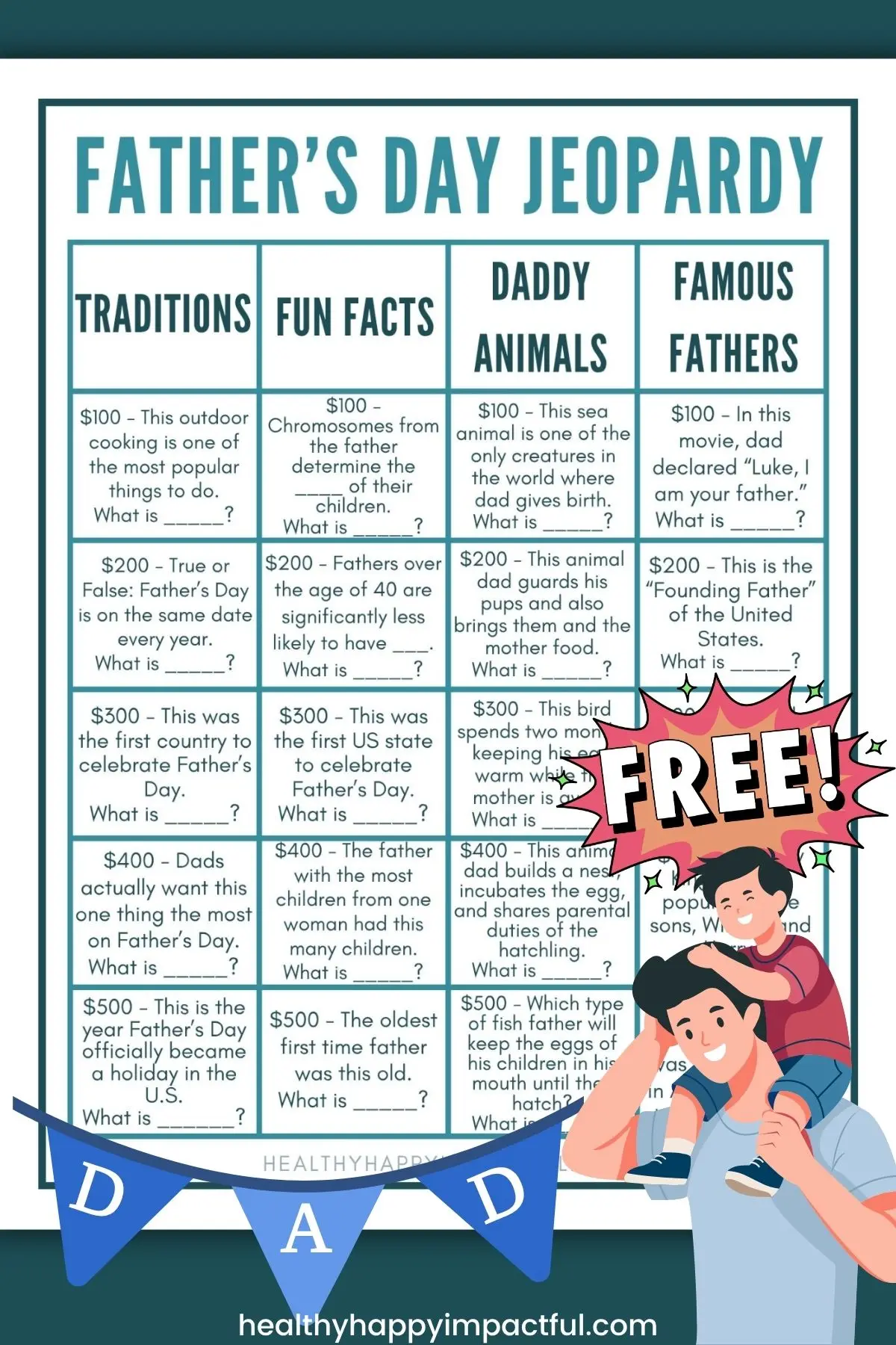 questions and fun facts about dad's, Father's Day games