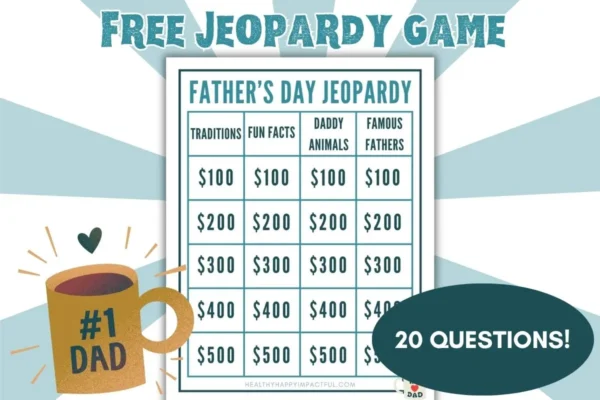 Free printable Father's Day Jeopardy game questions and answers