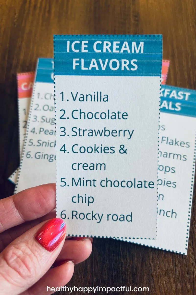 ice cream topic category card