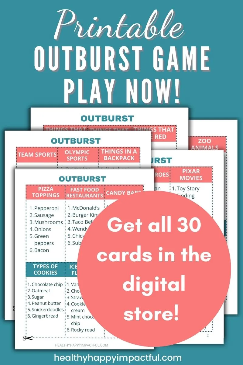 outburst game printable cards