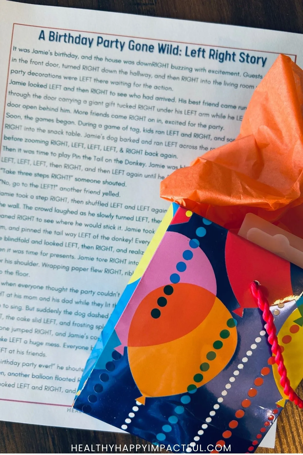 birthday left right story game free printable