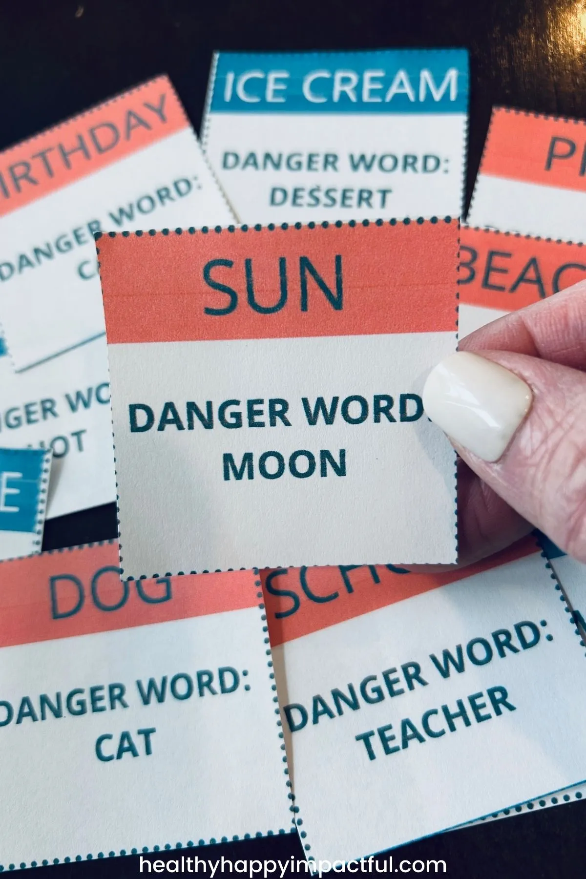 danger word game printable cards