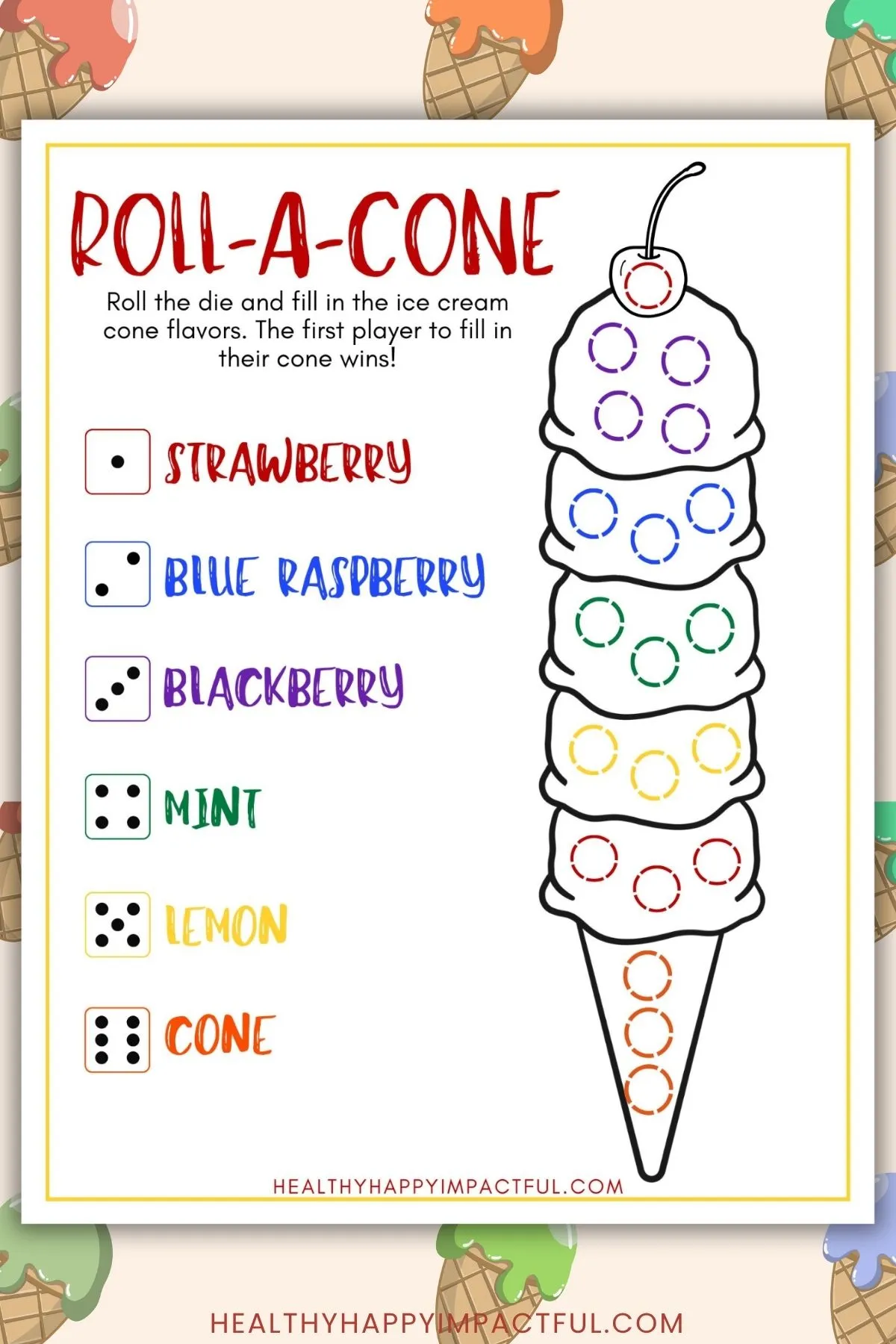 roll a cone dice game