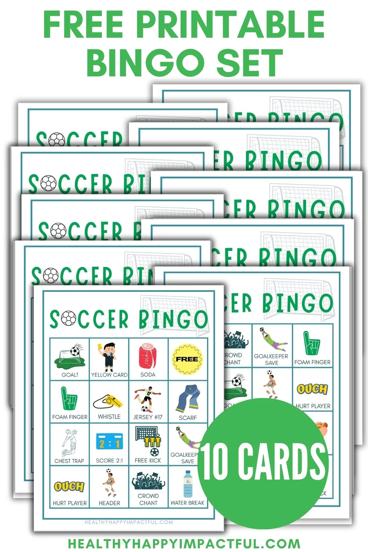 soccer bingo game for kids; world cup; free printable cards