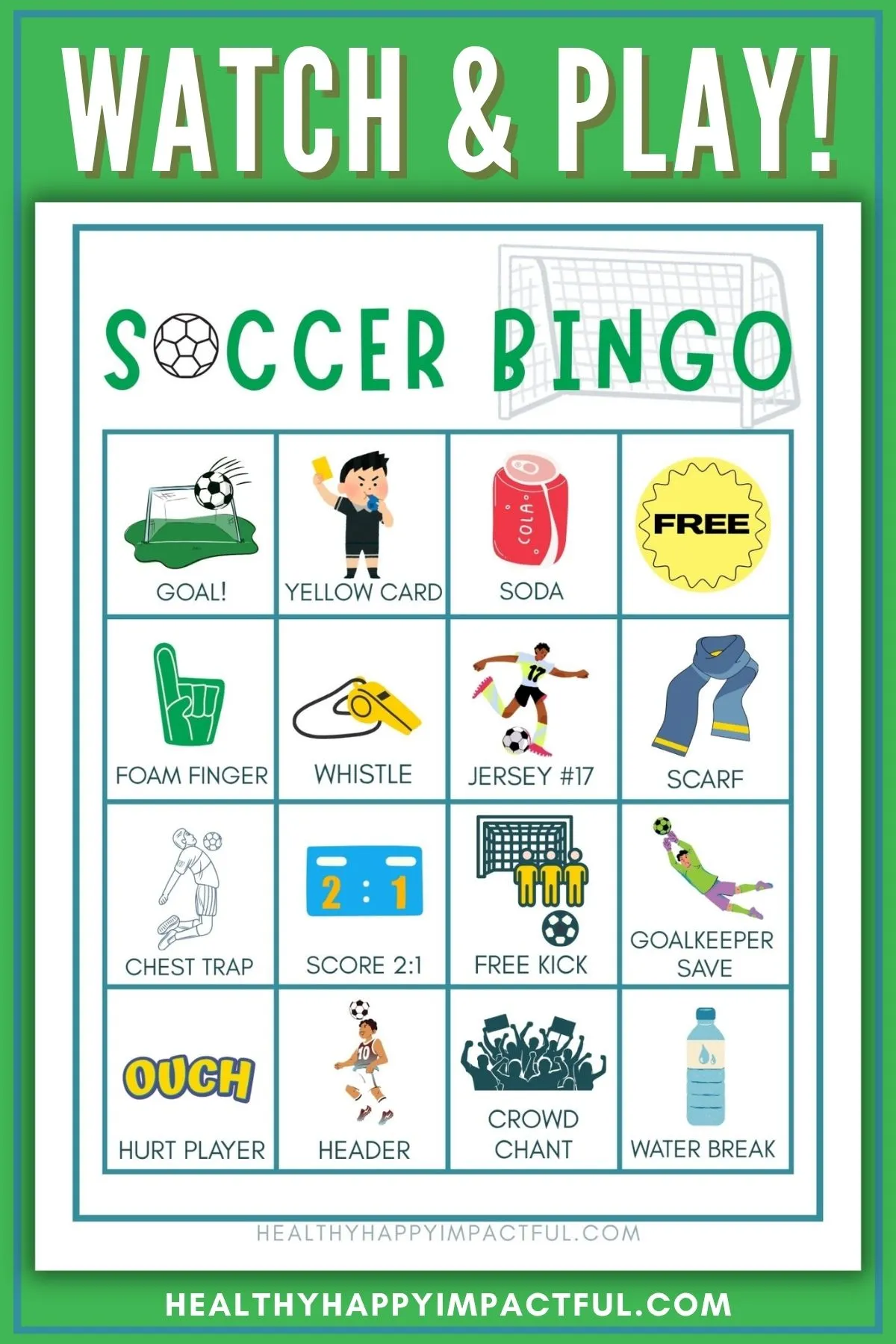 soccer bingo game cards free printable