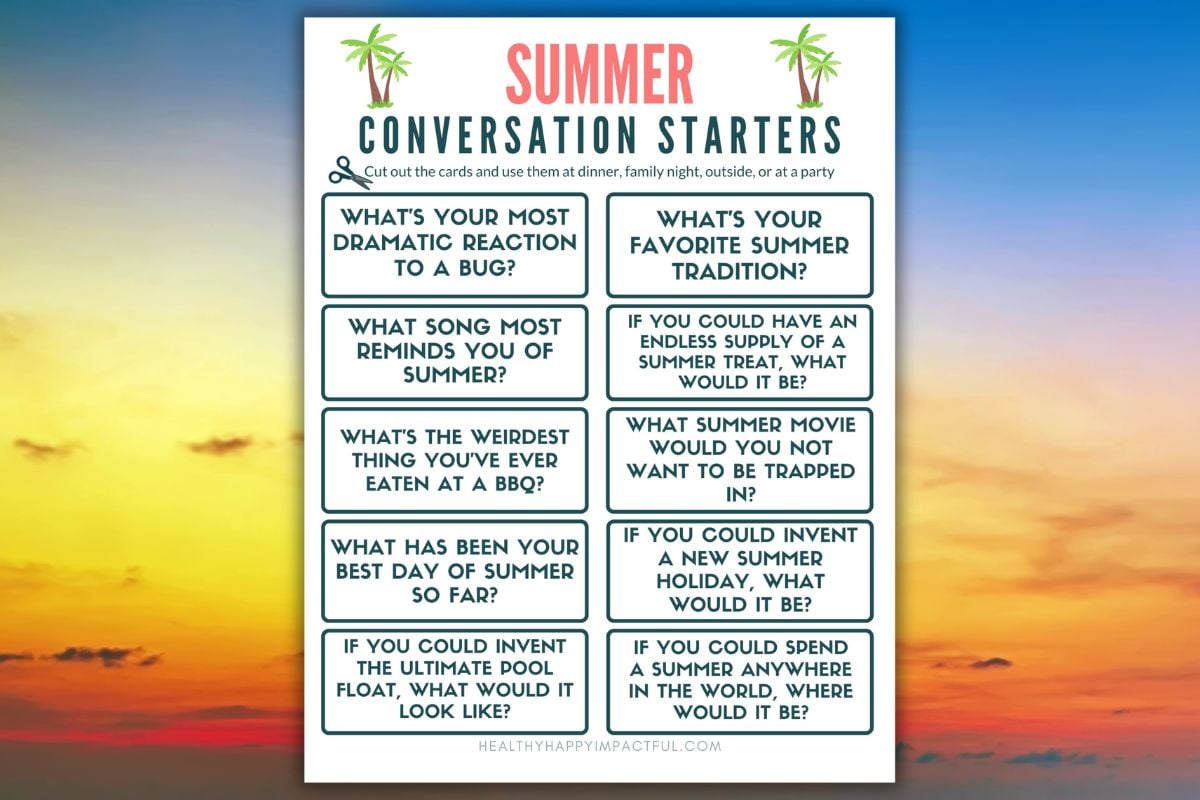 summer conversation starters questions and cards for kids, teens, and adults featured image