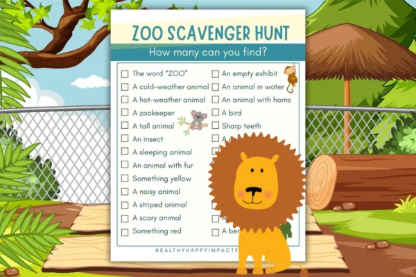 zoo scavenger hunt printable
